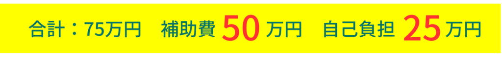 合計：75万円　補助費50万円　自己負担25万円